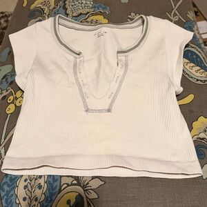 Urban Outfitters White Crop Top with Gray Trim